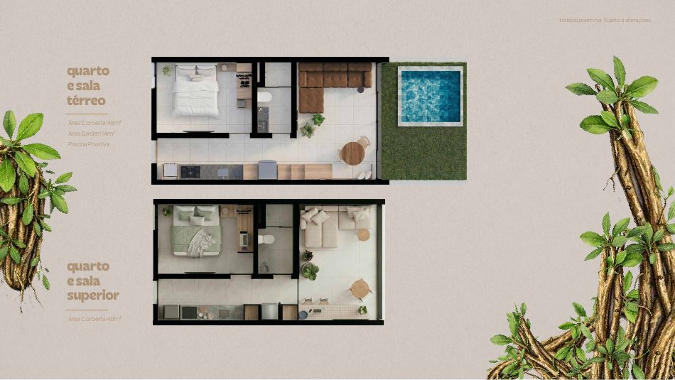 Planta Um quarto do Reserva Aya